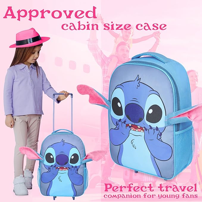 Disney Stitch Luggage Travel Essentials Suitcase Kids Foldable Luggage with Wheels 17