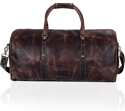 Genuine Leather Duffel Travel Overnight Weekend Leather Bag Sports Gym Duffel Luggage Travel Bag For Men And Women travelling cabin duffle Bags 24 Inch (retro)