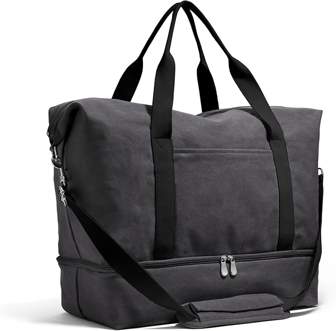 Lo & Sons Original Catalina Deluxe Premium Canvas Duffel Bag – Travel, Gym, Hospital, or Weekender Bag with Shoe Compartment