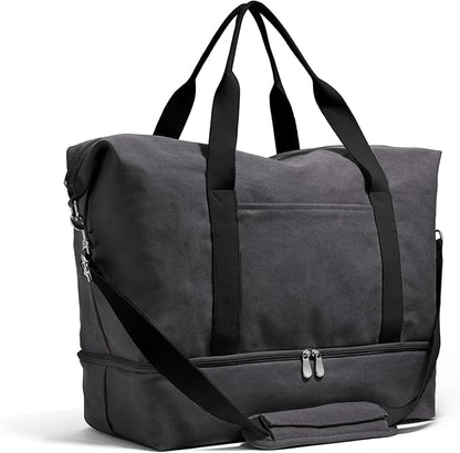 Lo & Sons Original Catalina Deluxe Premium Canvas Duffel Bag – Travel, Gym, Hospital, or Weekender Bag with Shoe Compartment