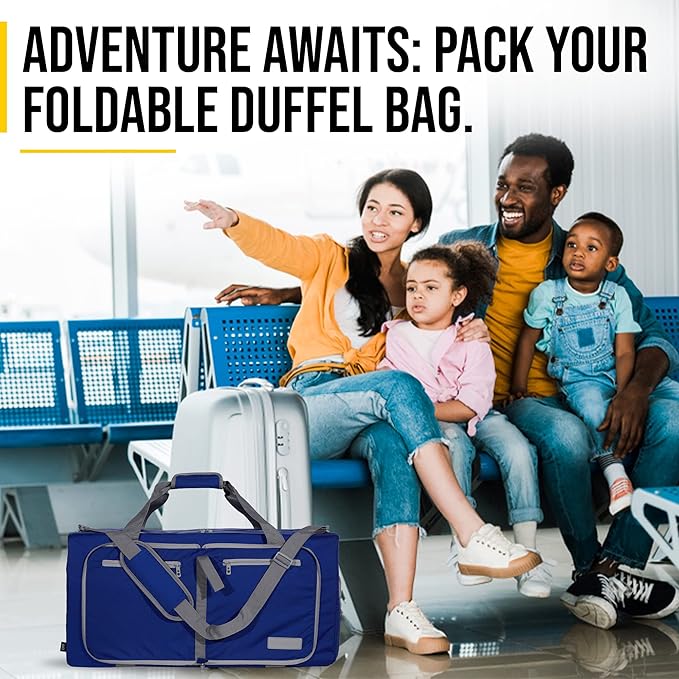 LEGEND 40L Foldable Duffle Bag for Travel - Packable Duffle Bags w/Shoe Compartment - Tear Resistant Collapsible Duffel Bags for Traveling - Lightweight Folding Duffel Bag for Men & Women -Royal Blue