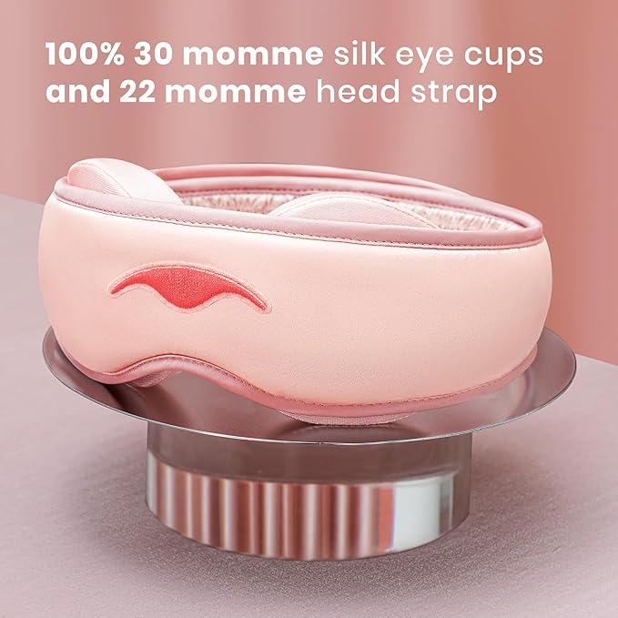 Manta Silk Mask - 100% Blackout Silky Sleep Mask, 22 Momme Premium Silk Eye Mask for Deep Sleep, Breathable & Machine Washable (Pink)