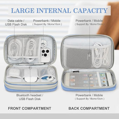 FYY Electronic Organizer, Large Travel Cable Organizer Bag Pouch Electronic Accessories Carry Case Portable Waterproof Double Layers All-in-One Storage Bag for Cable, Cord, Charger, Pattern Blue