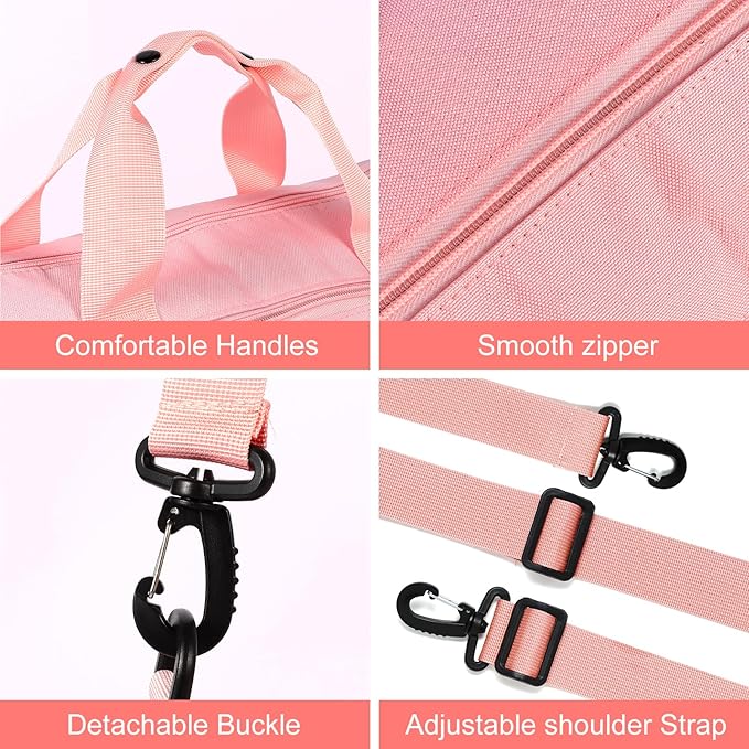 Dance Ballet Bag for Girls Sport Gym Duffle Bags Overnight Travel Bags Fun Dance Workout Duffel Bag Toddler Cute Bag for Dancers, Girls, Teens, Student Athletes