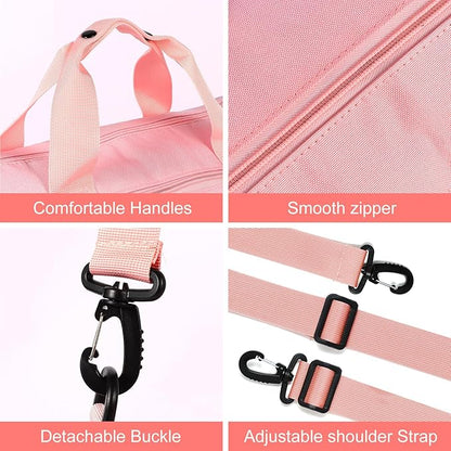 Dance Ballet Bag for Girls Sport Gym Duffle Bags Overnight Travel Bags Fun Dance Workout Duffel Bag Toddler Cute Bag for Dancers, Girls, Teens, Student Athletes