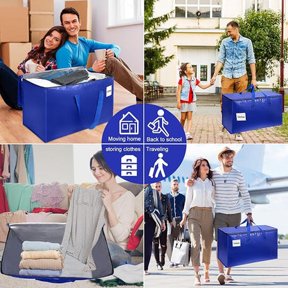 Moving Bags with Zipper - Extra Large Space Saving Totes for Storage, Heavy-Duty Tool Bag with Carrying Handles, Ideal for Camping & Travel, Tag Pocket Included