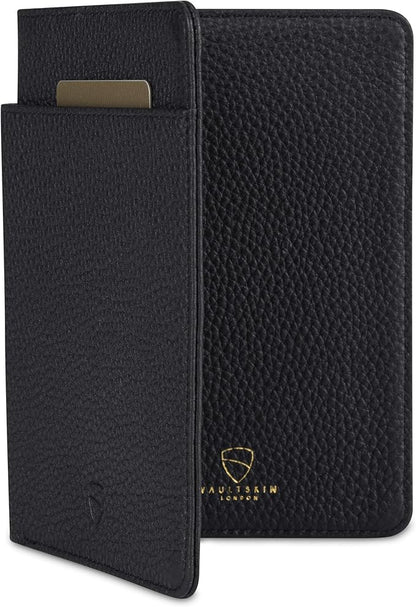 Vaultskin Leather Passport Holder, Slim RFID Blocking Travel Wallet for Men and Women, Fits Passport, Credit Cards, ID, Cash, Passport Cover Ideal Travel Accessories with Gift Box (Kensington)