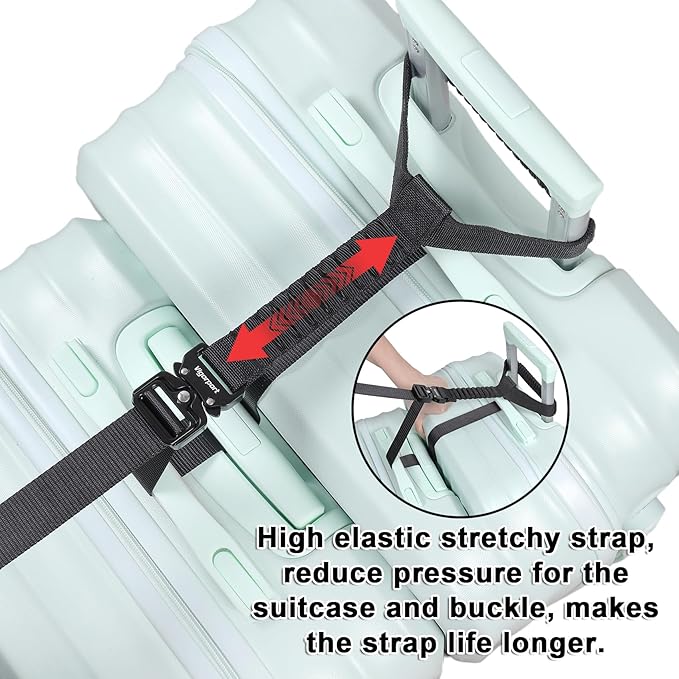 Vigorport Luggage Straps, Straps for Suitcase, Add A Bag Stretchable Attachment Accessories for Connect Your 3 Luggage Together (Black, 1.25" Width)