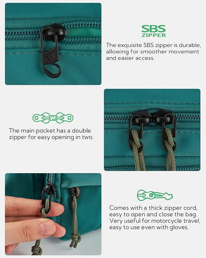 WATERFLY Fanny Pack Waist Packs: Large Crossbody Fanny Packs for Women Men with 5 Zipper Pockets Adjustable Strap Waist Bags Hip Pack for Traveling Cycling Running Hiking-Cyan