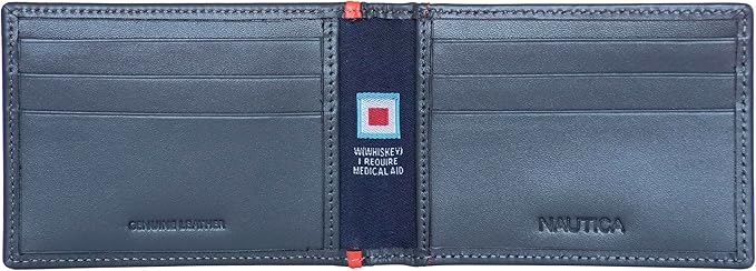 Nautica Men's Slim Wallet | Card Case | RFID Blocking | ID Window | Minimalist | Lightweight | Genuine Leather