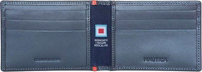 Nautica Men's Slim Wallet | Card Case | RFID Blocking | ID Window | Minimalist | Lightweight | Genuine Leather