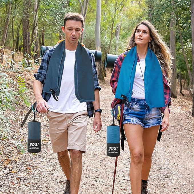 BOGI Microfiber Travel Sports Towel-Quick Dry Travel Soft Lightweight Absorbent Compact Sports Towel for Camping Gym Beach Bath Yoga Swimming Backpacking (L:60''x30''+16''x16''-Mint)