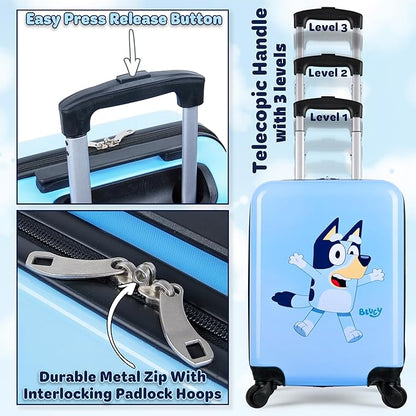 Bluey Kids Luggage with Wheels Rolling Suitcase Small Carry On Travel Suitcase Vacation Weekend Trips Travel Essentials