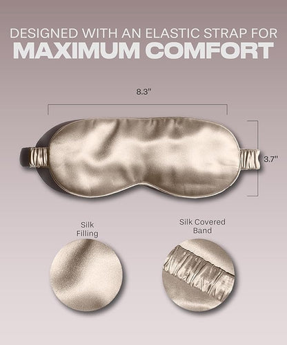 SUNDAYSILKS™ Exclusive Mulberry Silk Sleep Mask | Soft Eye Covers, Blackout Sleeping Mask for Women & Men | Silk Eye Mask for Sleep, Travel, and Relaxation | Antifaz para Dormir [Nude Champagne]