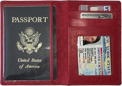 Personalized Monogrammed Red Leather RFID Passport Wallet
