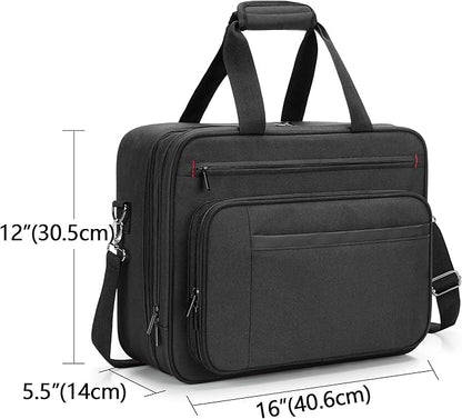 samdew Double-layer Portable Mobile Printer Storage Bag Compatible with HP Tango/Tango X, HP Officejet 250/200, Printer Carrying Case with 15.6" Laptop Layer, Shoulder & Trolley Strap, Bag Only