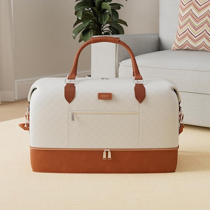 Weekender Bag for Women, Travel Duffel Bag Carry On Overnight Bag with Shoe Compartment Large Nylon Travel Weekend Tote Bag