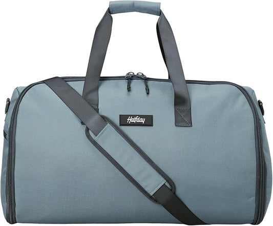 Halfday Convertible 2-in-1 Garment Duffel Weekender Bag 40L | Wrinkle-Free Travel, Hanging Suit Compartment, Shoe Pockets, Trolley Sleeve. Durable & Water-Resistant Carry-On, Coast