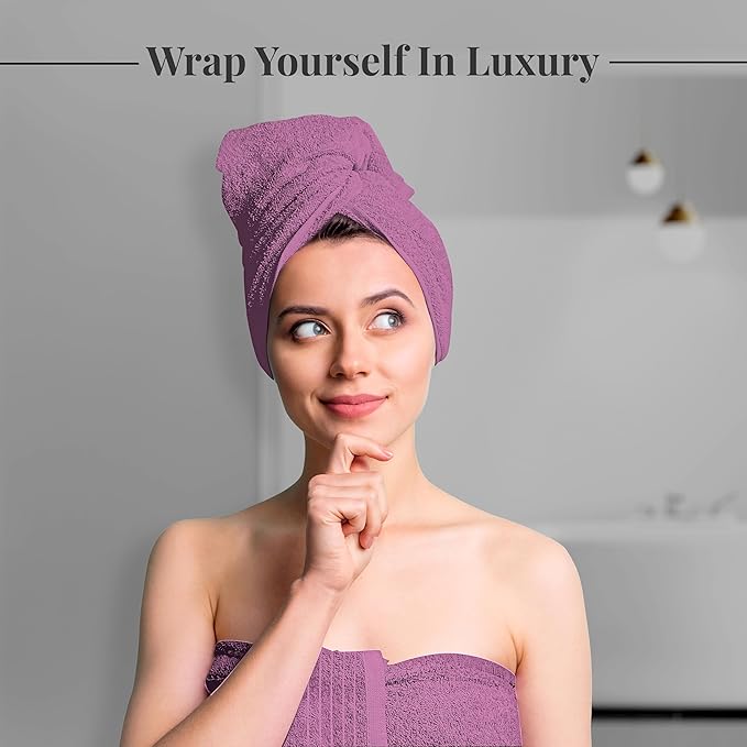 Tens Towels Pack of 8 Towels Set, 2 Extra Large Bath, 2 Hand, 4 Washcloths, 100% Cotton, Lighter Weight, Quicker to Dry, Super Absorbent, Perfect for Bathroom, Purple