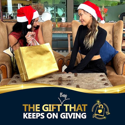 Nush Nush Set of 30 Mix Color Gift Bags In Bulk With 10 Rose Gold, 10 Silver, 10 Gold gift bags With Handles - Party Favors Bags For Small Business, Gifting Events, Christmas, Birthdays - 13Wx5Dx11H