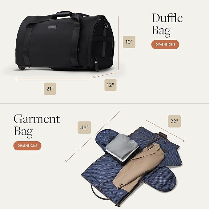 Wool & Oak - NOVA Large Duffle Bag with Wheels - Carry On Garment Duffle Bags for Travel, Overnight, Hospital - Travel Bags with Shoe Compartment & Tech Pocket - Gifts for Men (Nylon, Black)