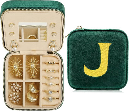 Jenria Christmas Gift for Women, Travel Jewelry Case for Women, Jewelry Organizer, Jewelry Box, Unique Gifts, Personalized Gifts for Her, Birthday Gifts for Mom, Teen Girl, Girlfriend, Green, J
