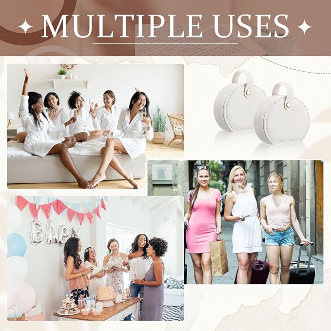 Weysat 12 Pack Travel Jewelry Case Mini Leather Bridesmaid Jewelry Gift Box Bulk Small Earring Storage Organizer (White)