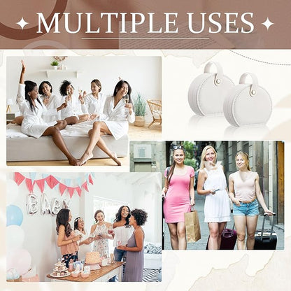 Weysat 12 Pack Travel Jewelry Case Mini Leather Bridesmaid Jewelry Gift Box Bulk Small Earring Storage Organizer (White)