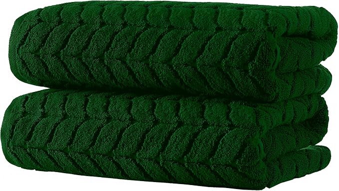 BAGNO MILANO Turkish Bath Towels, Soft Plush Jacquard Luxury Bath Towels, Quick Dry Towel Set (Royal Green, 2 pcs Bath Towel Set)