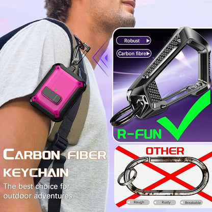 R-fun for AirPods Pro 3 Case (2025) Cover with Cleaning Kit, Military-Grade Heavy-Duty Drop-Resistant with Auto Pop-Up Lid for AirPods Pro 3rd Generation 2025 USB-C Charging Case, Rose Pink