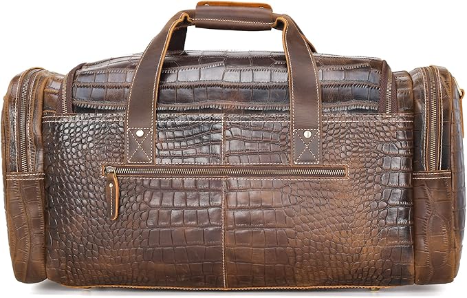 Polare 23" Full Grain Cowhide Leather Gym Duffle Weekender Overnight Travel Duffel Bag For Men