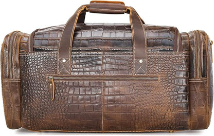 Polare 23" Full Grain Cowhide Leather Gym Duffle Weekender Overnight Travel Duffel Bag For Men