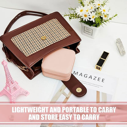 Taiyin 12 Pcs Travel Jewelry Case Box Bridesmaid Gifts Bulk Travel Jewelry Cases Boxes Small Jewels Organizers Mini Accessories Ornaments Storage for Women Girls Wedding Gifts (White,Pink)