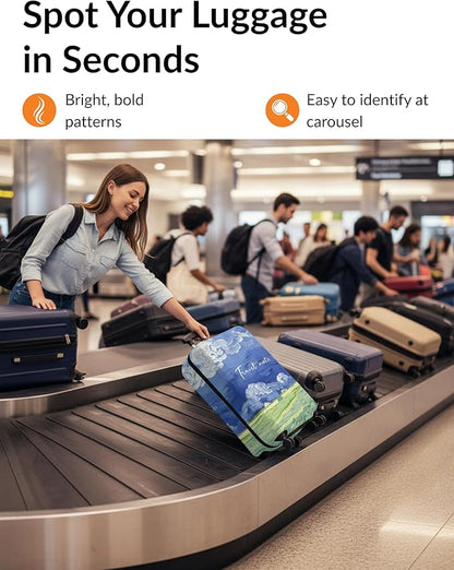 Luggage Cover for Suitcase – Impressionist Sky Design – Stretchable, Washable & Scratch-Resistant Protector for Small Travel Bags