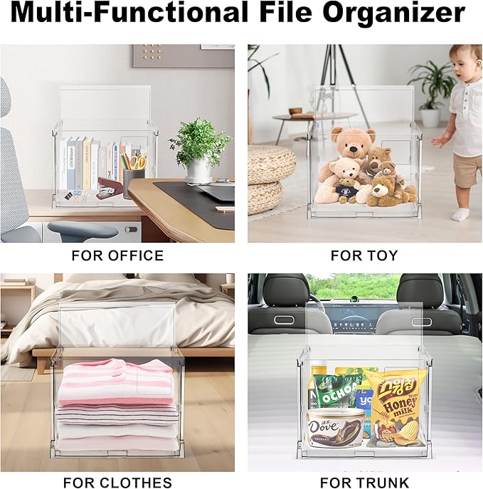 UMAIL File Box,Hanging File Organizer,Portable Storage Bins with Lids,Letter-size File Holder File Cabinet for Office/Home/Decor No Folders(3Pack)