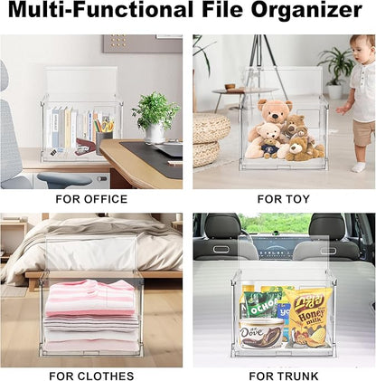 UMAIL File Box,Hanging File Organizer,Portable Storage Bins with Lids,Letter-size File Holder File Cabinet for Office/Home/Decor No Folders(3Pack)