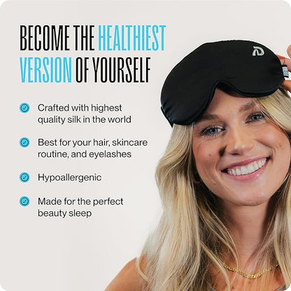 Dream Recovery The Luxe Mask - 3D Performance Silk Sleep Mask for Side Sleepers - 100% Light Blocking, Adjustable Eye Cover for Sleeping