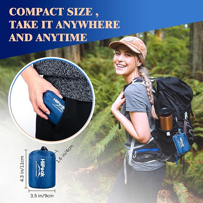 HiiPeak Inflatable Stadium Seat Cushion, Compact Hand Press Stadium Seats Pad Bleacher Seat Chair Cushion Pad for Airplane Travel Camping Backpacking Sports Events