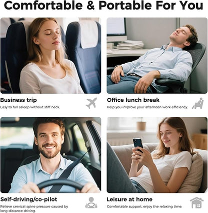 Neck Pillow for Traveling, Travel Pillows for Airplanes 2025 New 100% Pure Memory Foam, Neck Pillow Airplane with 360º Ergonomic Design, Travel Neck Pillows for Airplanes, Office and Car