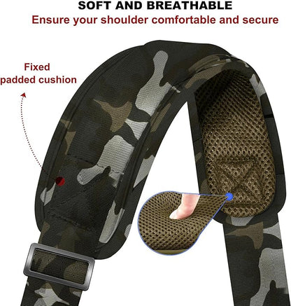 ZINZ 79.5" Universal Strap with Ultra-Thick Fixed Breathable Pad - Adjustable Heavy-Duty Shoulder Strap for Laptop, Crossbody, Luggage, Gym, Camera Bag and More,Camouflage Green