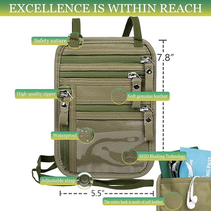 Neck Wallet - Rfid Wallet Women - passport holder for travel - Travel Wallet Passport Holder For Travel Women - 10.3x6.8inch (Sapphire Green)