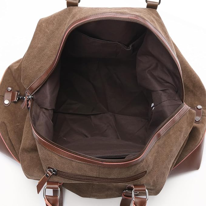 Canvas Duffle Bag, 35L leisure Stylish Canvas Travel Duffel Backpack Multifunctional Overnight Weekender Overnight Travel Bag for Men & Women (brown)