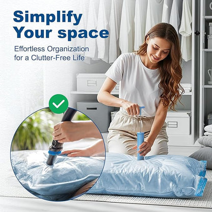 HOUSE DAY 10 Medium Vacuum Storage Bags with Pump,Space Saving Vacuum Seal Bags For Clothing Travel,Vacuum Storage Bags For Clothes, Bedding, Moving, Camping, Toys, Travel & Organization, Hand Pump