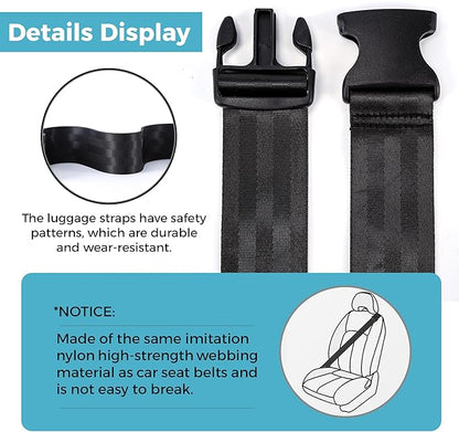 Luggage Straps with TSA Lock, Adjustable Heavy Duty Black Luggage Straps for Suitcase with Reinforced Buckles, Cross Luggage Strap TSA Approved Combination Locks with Name Tags for Travel & Trip