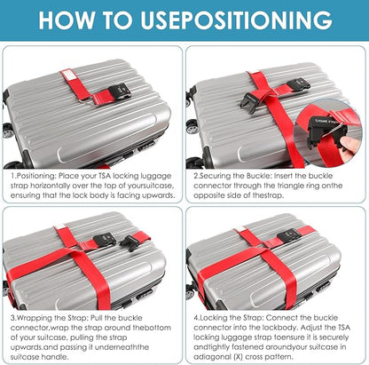 Travel Inspira Luggage Straps for Suitcases with TSA Lock, Protect Your Luggage Anti-Burst, High Visibility Color, Easy to Identify Luggage Adjustable Heavy Duty Belt for 20-32 Inch Suitcases