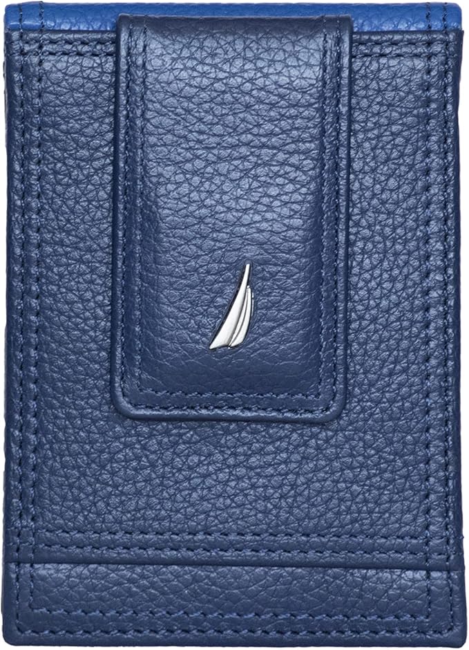 Nautica Men's Slim Wallet | Card Case | RFID Blocking | ID Window | Minimalist | Lightweight | Genuine Leather