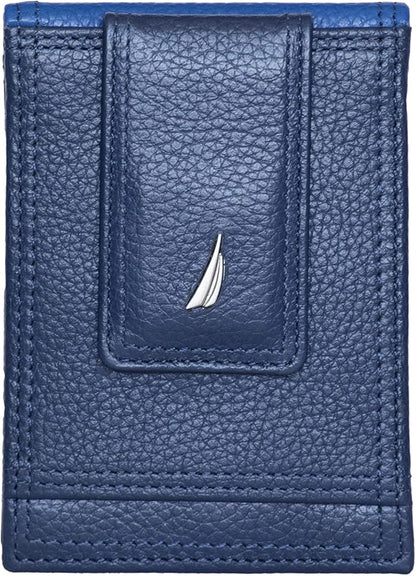 Nautica Men's Slim Wallet | Card Case | RFID Blocking | ID Window | Minimalist | Lightweight | Genuine Leather
