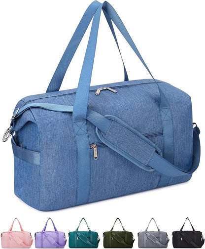 Narwey For Spirit Airlines Personal Item Bag 18x14x8 Travel Duffel Bag Carry on Bag Underseat for Airplane with Wet Pocket Small Gym Bag Weekender Overnight for Women and Men (Navy Blue)