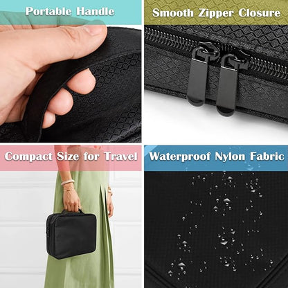 Travel Jewelry Organizer Case,Jewelry Bags for Traveling, Jewelry Binder with 24 Pcs Clear Zipper Velvet Pouches for Storing Earrings, Rings, Necklace, Bracelet, Watch (Black)