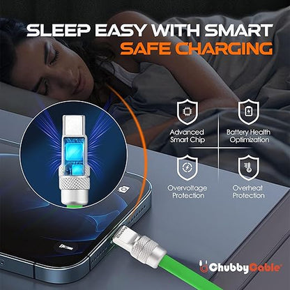 chubbycable USB C Cables 2 Pack [3.3ft + 6.6ft], 240W Fast Charging Cable Soft Silicone C to C Charger Cord Compatible with iPhone 17-15 Series, MacBook, Samsung, iPad, Green, Type-C to Type-C